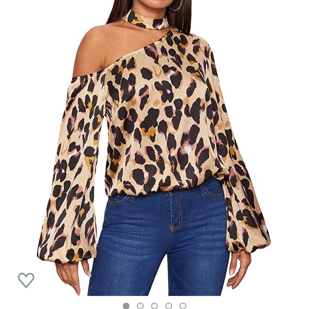 Sexy animal print blouse with choker neck size L